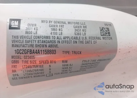 2010 Chevrolet Express 2500 Work Van из США, поврежденный, VIN 1GCZGFBA4A1158803